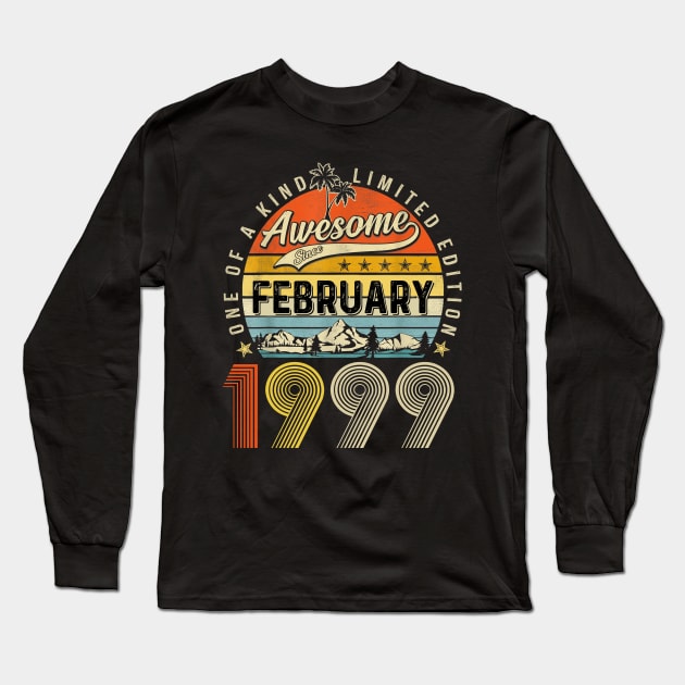 Awesome Since February 1999 Vintage 24th Birthday Long Sleeve T-Shirt by Benko Clarence